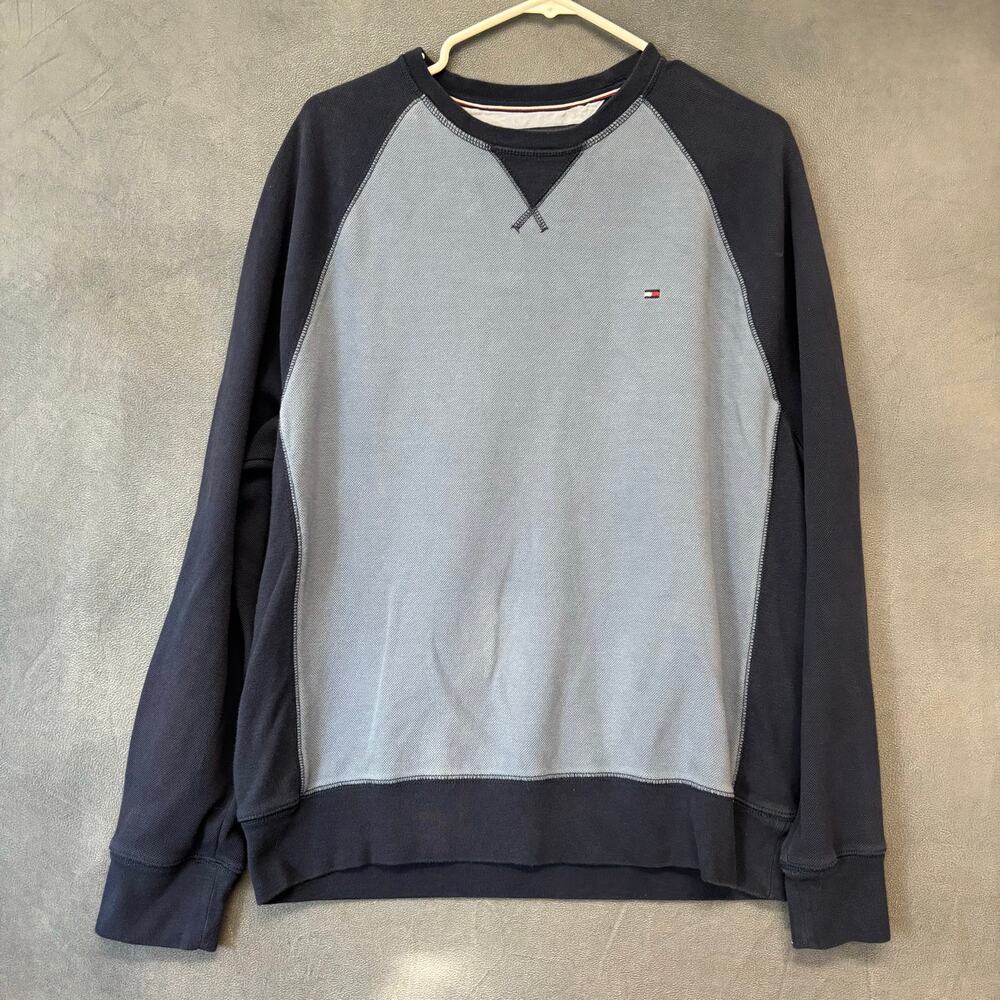 Tommy Hilfiger Heavyweight Waffle Knit Raglan Crewneck Sweatshirt Large Preppy